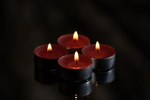 Group of burning candles Foto stock