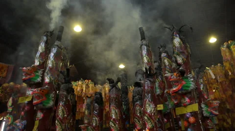 Group of burning giant candles Video stock 60217742