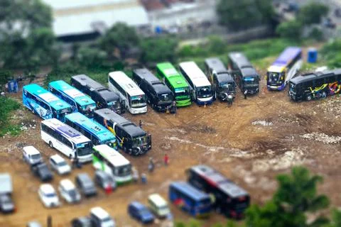 Group of Bus parking Stock Photos