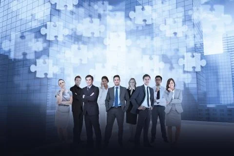 Group of business partners looking at camera イラスト素材