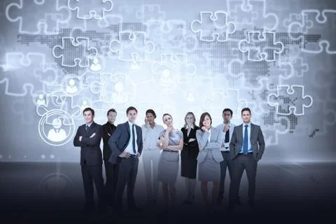 Group of business partners looking at camera イラスト素材