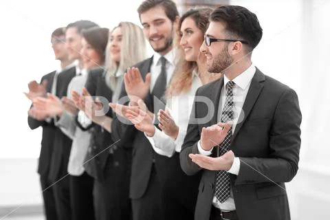 Group of business people applauding isolated Stock Photos