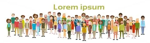 Group of Business People Big Crowd Businesspeople Mix Ethnic Diverse Stock Illustration