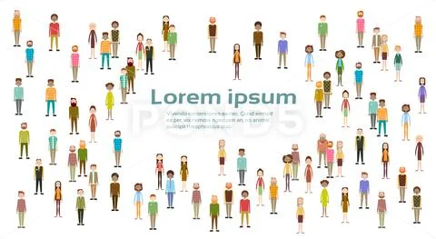 Group of Business People Big Crowd Businesspeople Mix Ethnic Diverse Stock Illustration