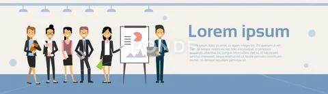 Group Of Business People Leading Presentation, Training Or Conference Report Stock Illustration
