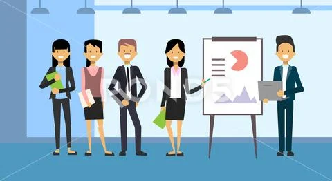 Group Of Business People Leading Presentation, Training Or Conference Report Stock Illustration