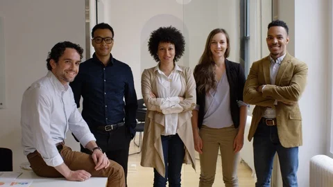 Group of business people posing together Stock Footage 93523925
