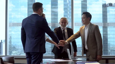 Group of Business people teamwork join hands together and Applauding or clapp Stock Footage 144934025