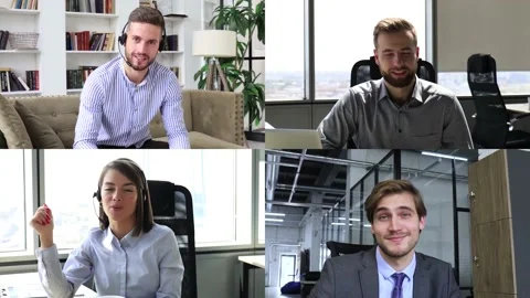 Group business people using modern technologies video call. Stock Footage 146160371