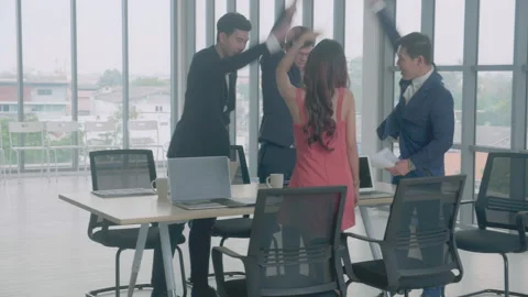 Group of business team with stack hand for successful, unity of teamwork happ Stock Footage 134055781