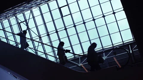 Group of businessmen on escalator Stock Footage 64196496