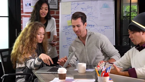 Group of businesspersons having different age in creative business discussing Stock Footage 142496028