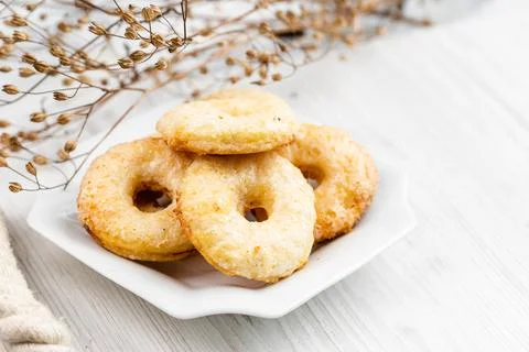 Group of Butter Biscuits Round Shape, Shortbread Stock-Fotos