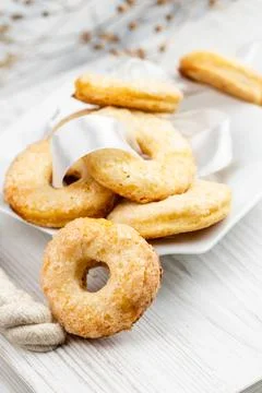 Group of Butter Biscuits Round Shape, Shortbread Stock Photos