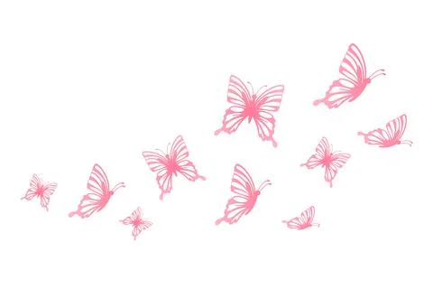 Group of butterflies flying. Stockillustratie