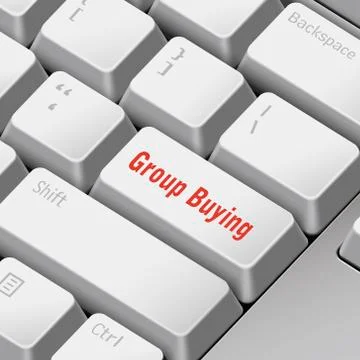 Group buying concept with 3d computer keyboard Stock Illustration