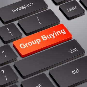 Group buying concept with computer keyboard Stock Illustration