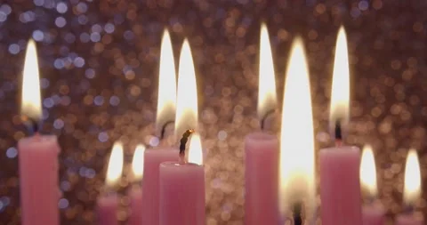 Group Candles Burning Hand Held Video stock 231536182
