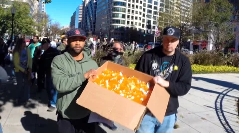 A group of cannabis using US war vets march against opioids. Stock Footage 56968467