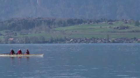 Group Canoeing on a Lake Stock Footage 58193706