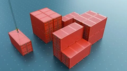 Group of cargo containers on a virtual surface Stock Illustration