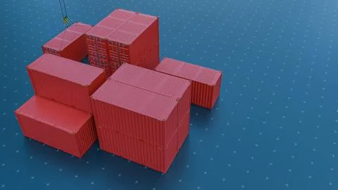 Group of cargo containers on a virtual surface Stock Illustration