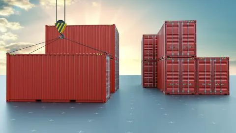 Group of cargo containers on a virtual surface Stock Illustration