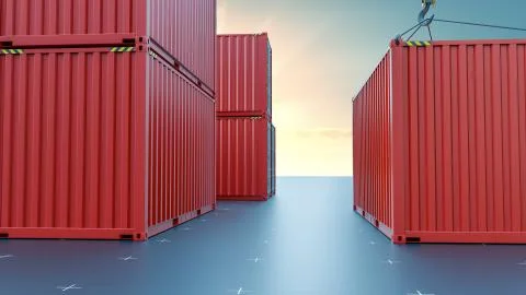 Group of cargo containers on a virtual surface Stock Illustration