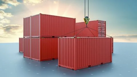 Group of cargo containers on a virtual surface Stock Illustration
