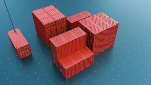 Group of cargo containers on a virtual surface Stock Illustration