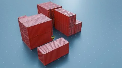 Group of cargo containers on a virtual surface Stock Illustration