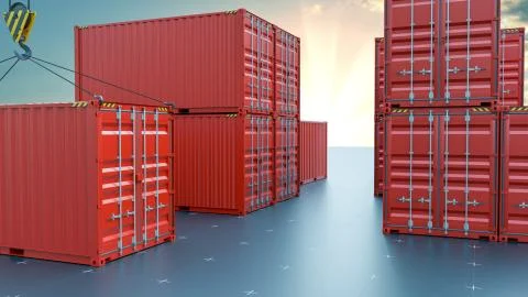 Group of cargo containers on a virtual surface Stock Illustration