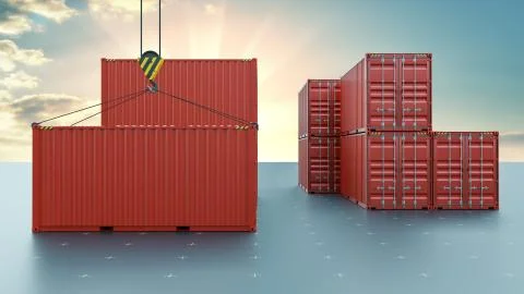 Group of cargo containers on a virtual surface Stock Illustration