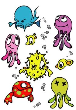 Group of cartoon fish Stock Illustration