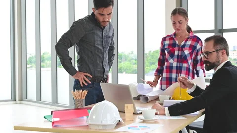 Group of Caucasian engineer teamwork meeting for a planning project. Stock-Footage 141244864