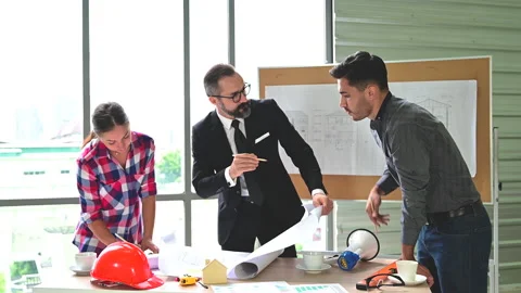 Group of Caucasian engineer teamwork meeting for a planning project. Stock-Footage 142850957