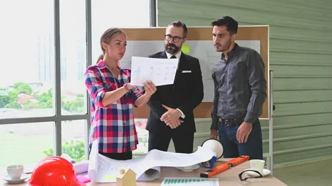 Group of Caucasian engineer teamwork meeting for a planning project. Stock-Footage 142851043