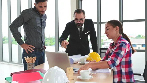 Group of Caucasian engineer teamwork meeting for a planning project. Stock-Footage 147061649