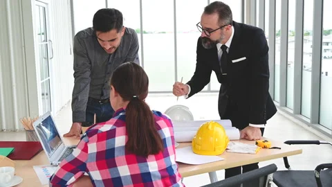 Group of Caucasian engineer teamwork meeting for a planning project. Stock Footage 147062003