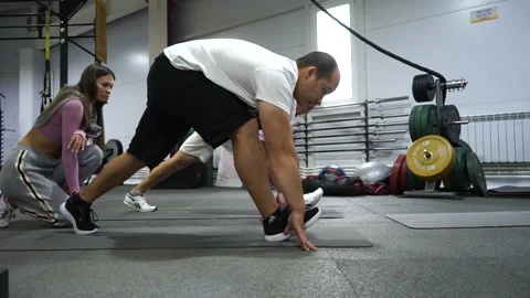 Group of caucasian men training exercises training Stock Footage 137080223