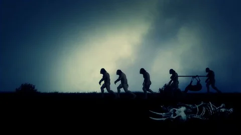 Group of Cavemen Returning From Hunting with Dead Deer Video stock 105119277