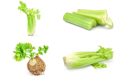 Group of celery on a white background clipping path Foto stock