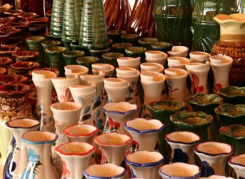 Group ceramic vase background Stock Photos