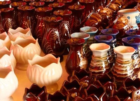 Group ceramic vase background Stock Photos