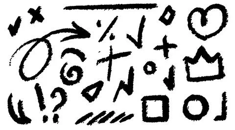 A group of chalked arrows and frames. イラスト素材