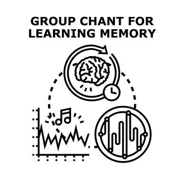 Group chant method enhancing learning and memory concept Stock Illustration