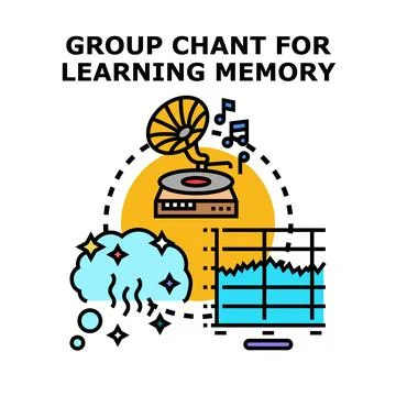 Group chanting for learning and memory concept Stock Illustration