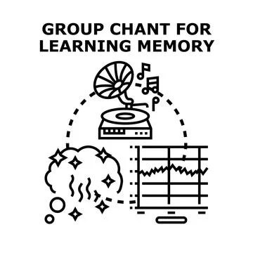 Group chanting for learning and memory concept Stock Illustration