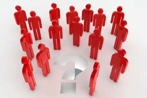 Group of characters with question mark Stock Illustration