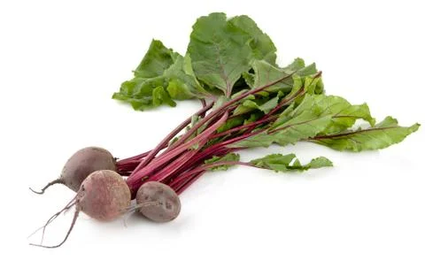 Group of chard with three beetroots isolated on white background Stock Photos